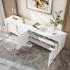 TV Cabinet, Lowboard with Structured Doors, TV Furniture with Drawers, Open Compartments, Golden Handles and Golden Feet.[OLD SKU: WF530901902WAA]