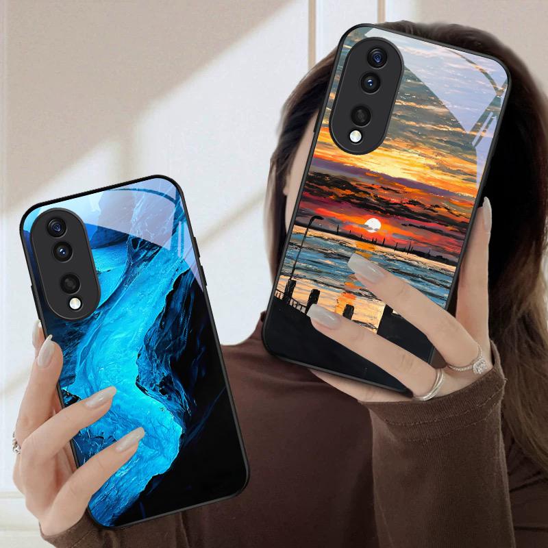 Морская буря маленький парусник Для Honor Magic 4 5 6 Pro 7 X6 X9c X9 X6b X8 X9b X5b X8b 30 Pro+ 50 Pro 70 90 200 Lite Стеклянный чехол для телефона