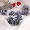1 Bag Silver DIY Materials Natural Pine Cone Christmas Ornaments Xmas Tree Decor Hanging Pendant
