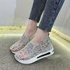 Female Wedge Shoes Sequin Mesh Breathable Shoes Women Gold Silver Platform Sneakers Women Height Increasing Wedges Shoes Casual