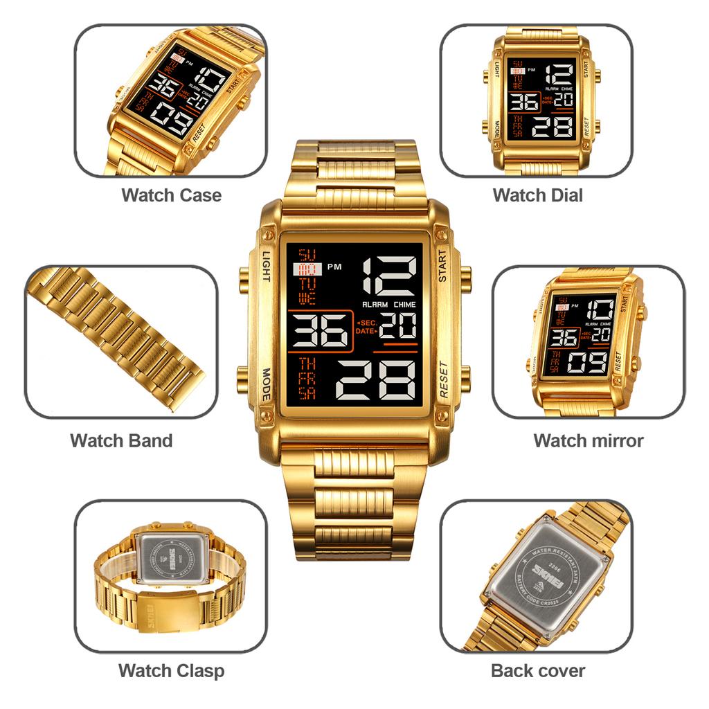 Skmei Часы для мужчин, Новое поступление, оригинальные модные спортивные повседневные цифровые часы, водонепроницаемые 30 м из нержавеющей стали, будильник недели, EL Light, мужские наручные часы