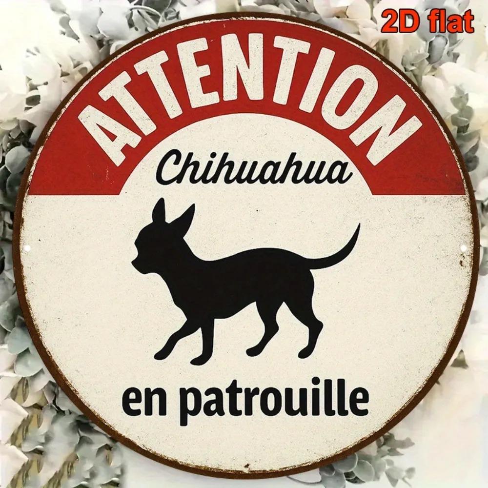 Chihuahua Warning Tin Sign x Inch Metal Plaque Vintage Wall Art for Cafe Pet Store