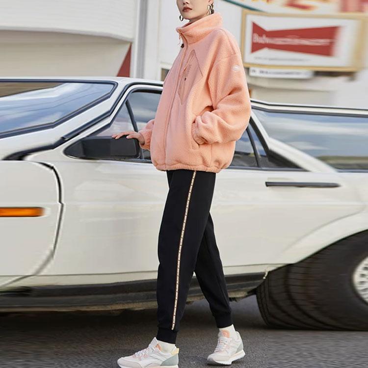 Li-Ning Badfive Sports Basketball Series Warm Sherpa Fleece Loose Knit Jacket With Fleece Collar Unisex Outerwear Misty-Rose AFDR729-2