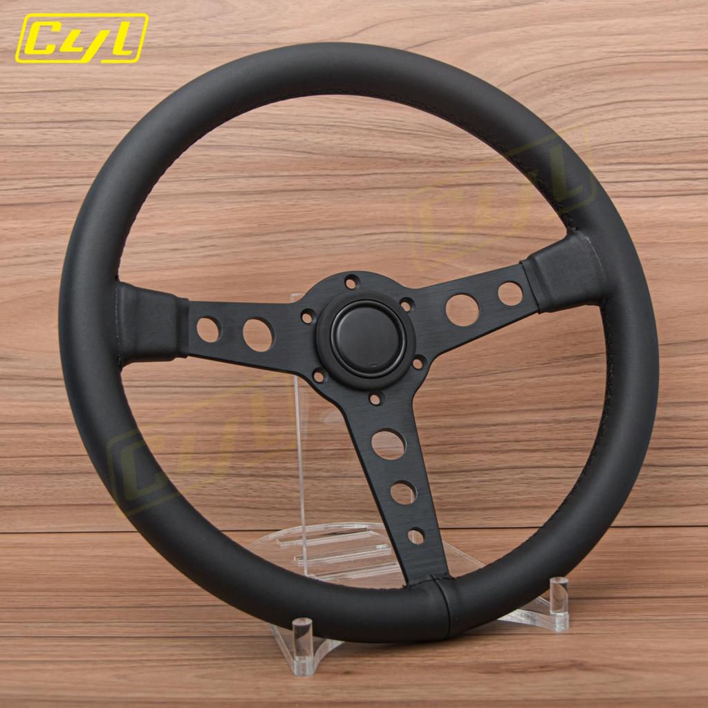 JDM Prototipo Style Black Edition Steering Wheel 14inch Leather Modified Sports Steering Wheel Car Accessories