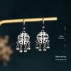Aieryuan Chinese Hanfu Cheongsam Earrings: Double Happiness Tassel with Thai Silver Plating.