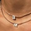 Simulated Crystal Inital Necklace for Women Vintage Letter Name Pendant Adjustable Collars New Choker Stainless Steel Clasp