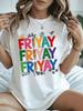 Women's Oversized T-Shirt - Friday Frayay Print White Casual Top Loose Fit Suitable for Body Types