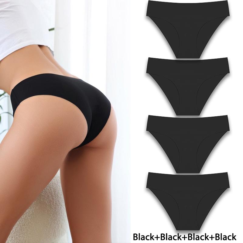 FINETOO 4 шт./компл. сексуальное женское нижнее белье с низкой талией бесшовное нижнее белье дышащие трусики-треугольники телесного цвета нижнее белье