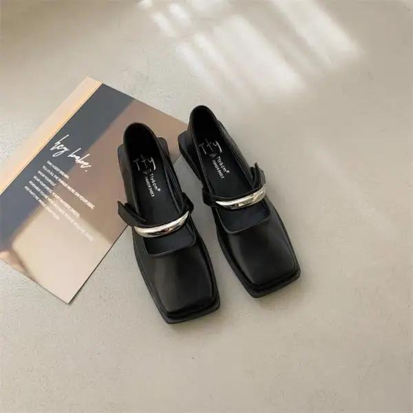 Женские туфли дерби на низком каблуке с квадратным носком Женская обувь из кожи Удобные туфли Мэри Джейн в стиле ретро Женские туфли дерби с квадратным носком