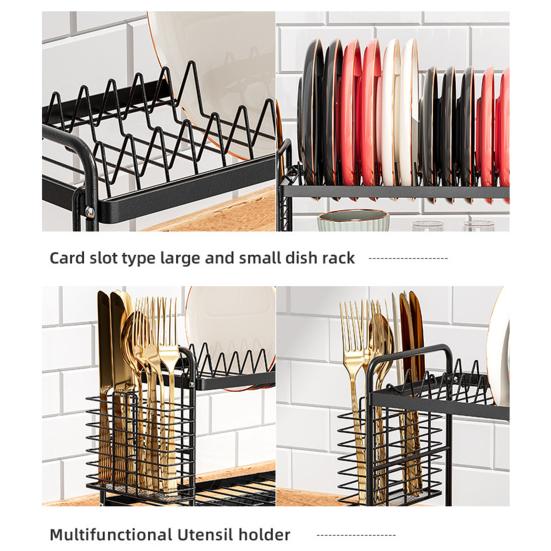 Yousheng сушилка для посуды с поддоном для сбора капель, большая вместимость, простая установка, многоцелевая кухонная стойка, сушилка для посуды, держатель для столовых приборов