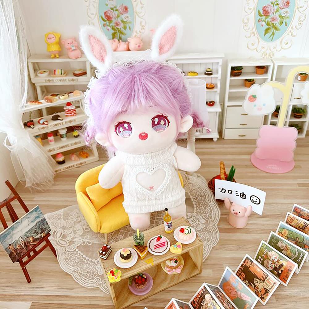 niannyyhouse 20cm Plush Clothes, Cutout Heart-Shaped Backless Sweater, Cotton Doll Clothes, Dress-Up (A2-White)