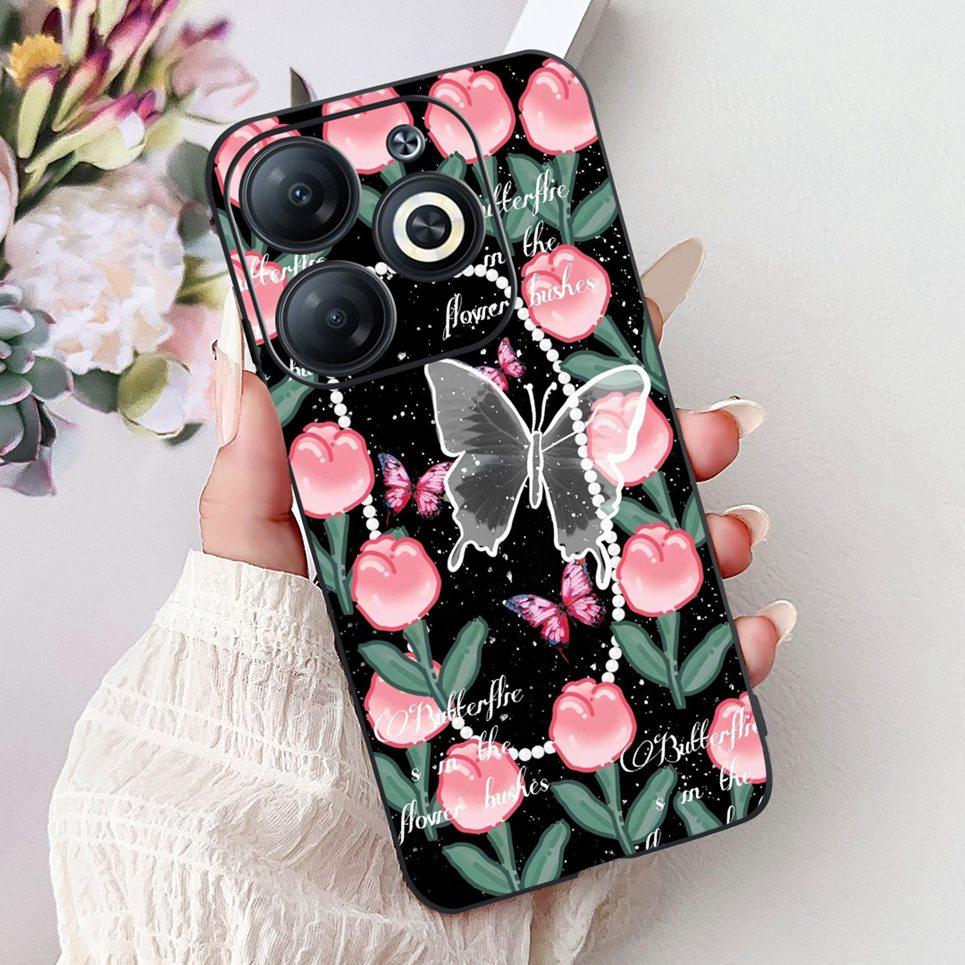 Cover For Infinix Smart 8 X6525 Back Casing Smart8 Colorful Butterfly Flower Luxury Painting Phone Case Transparent Soft TPU