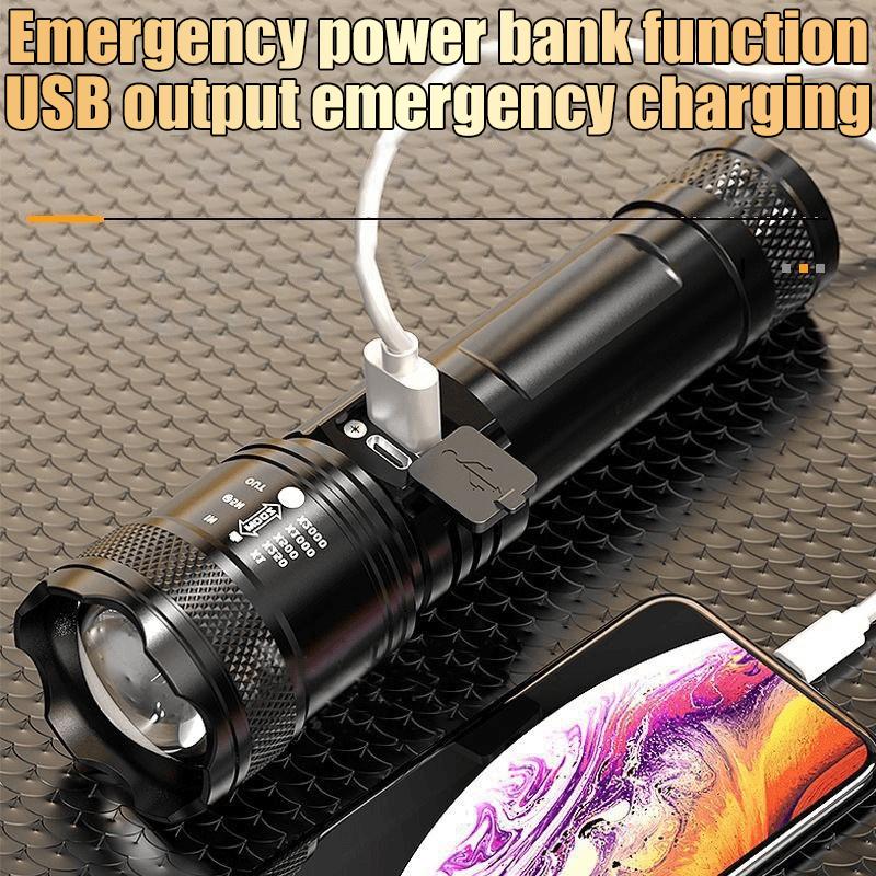Ultra Strong Light Can Charge Mobile Phone Flashlight Outdoor Patrol Focusing Zoom Waterproof Strong Endurance Flashlight
