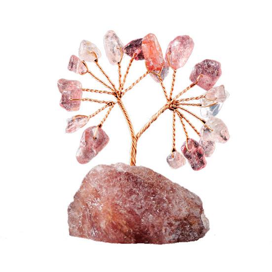 Красочный орнамент дерева из натурального камня с базовой положительной целебной энергией Медная проволока Камень жизни Денежное дерево Настольное украшение по фэн-шуй Медитация