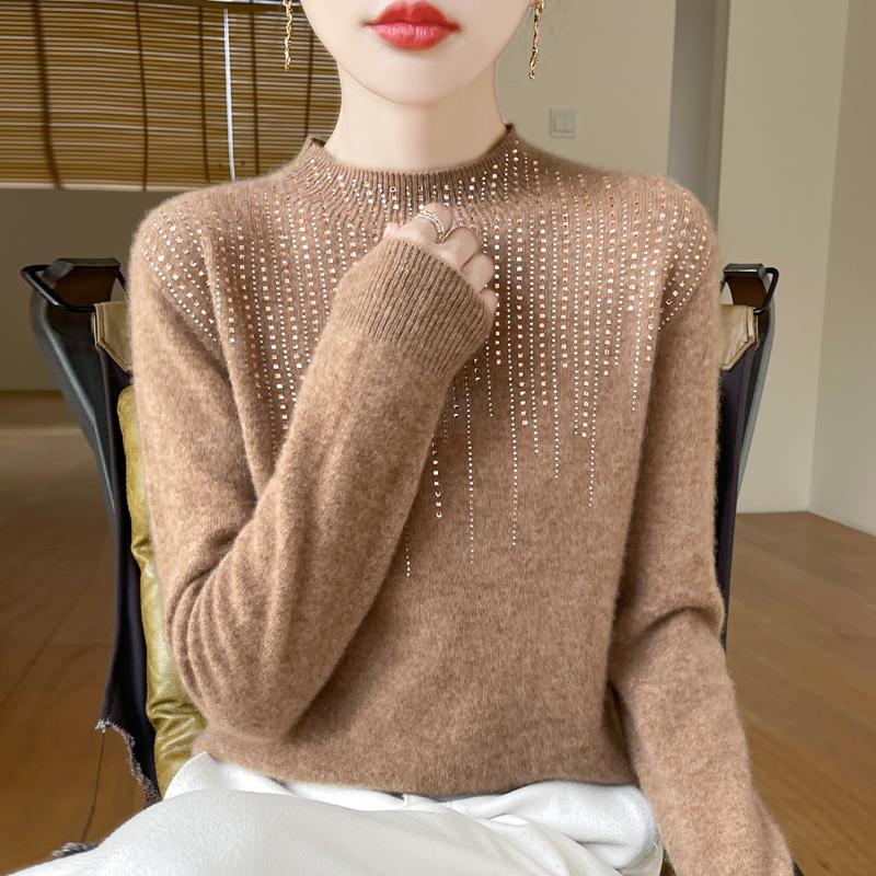 Женский кашемировый свитер Qinghe Cashmere 30% кашемир 70% шерсть Осень и Зима Пуловер Теплый и Модный