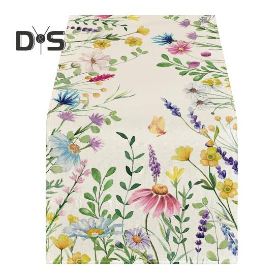 Весенняя дорожка на стол из цветочного льна, сезонные летние полевые цветы, украшение для кухни и столовой, декор для домашней вечеринки