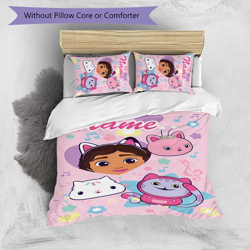 3pcs Gaby's Bubble House1 Cover Set - Personalized Name, HD Printed Bedding with 1 Cover and 2 Pillowcases - Perfect for Home Decor, Easy Care