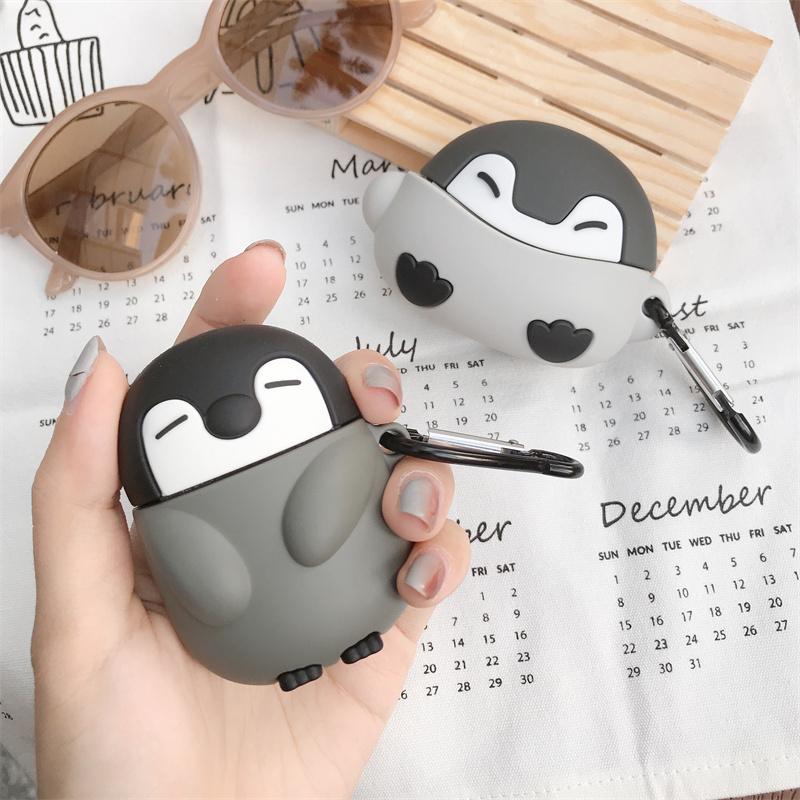 3D Пингвин для Apple Airpods 4 Милый чехол Airpods 1 2 3 Pro Чехол для наушников Беспроводная зарядка Чехол для гарнитуры