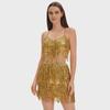 Sequined Tassel Latin Dance Dress for Women - Stage Performance Costume