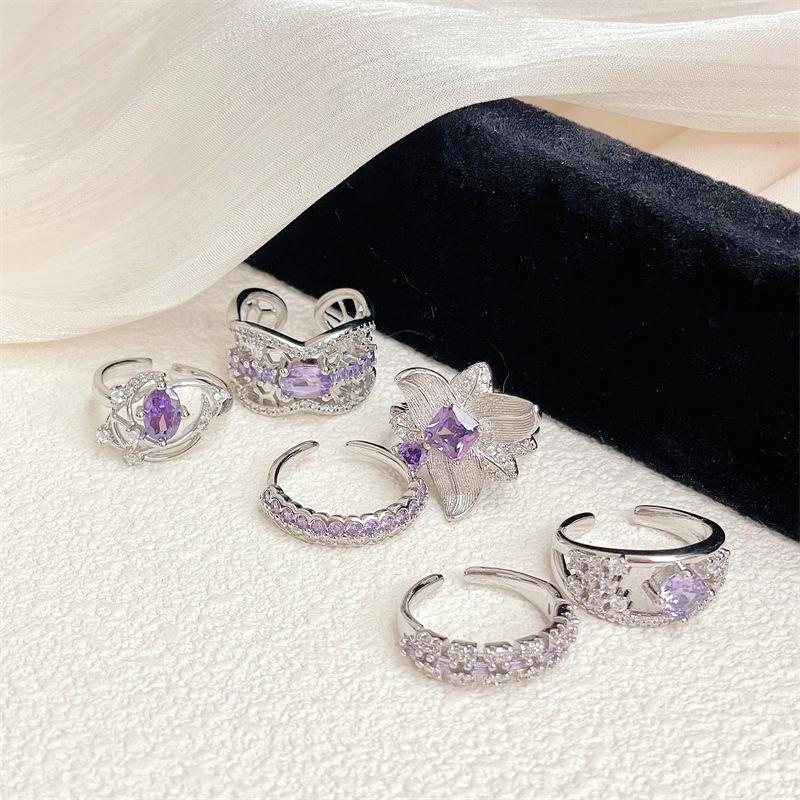 Nine Purple Isolation Transshipment Color Treasure Purple Zir*****Pening Ring Light Luxury Premium Elegant Temperament Jewelry Women