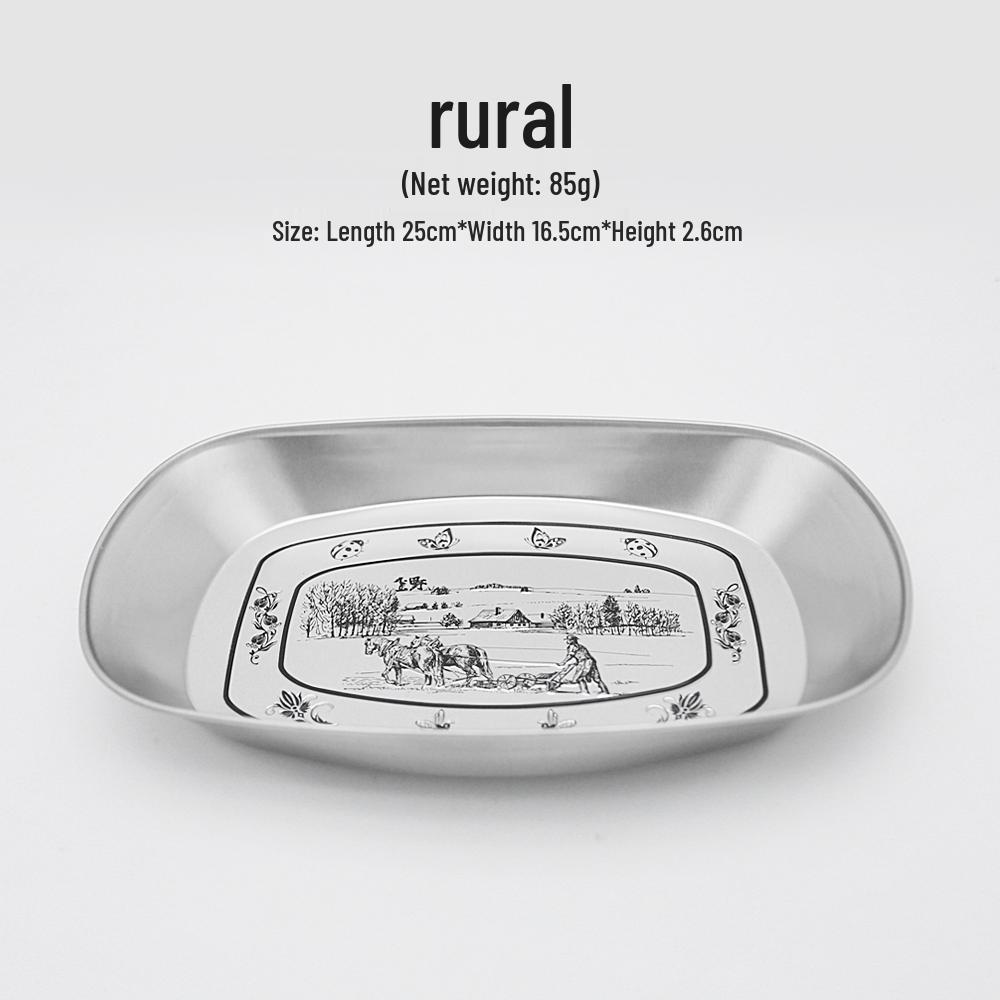 Retro European-Style Tin Camping Plate - Portable BBQ & Picnic Tableware