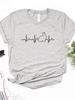 WoUnisex T Shirt Bunny Rabbit Heartbeat Print Tshirt WoUnisex Short Sleeve O Neck Loose Tshirt Ladies Causal Tee Shirt Tops Clothes