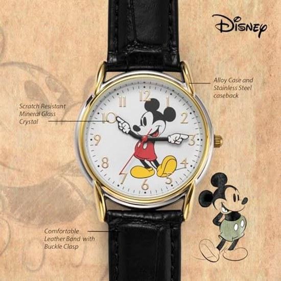Женские кварцевые металлические часы Disney с Микки Маусом Цвет Черный ( Модель w002755 )