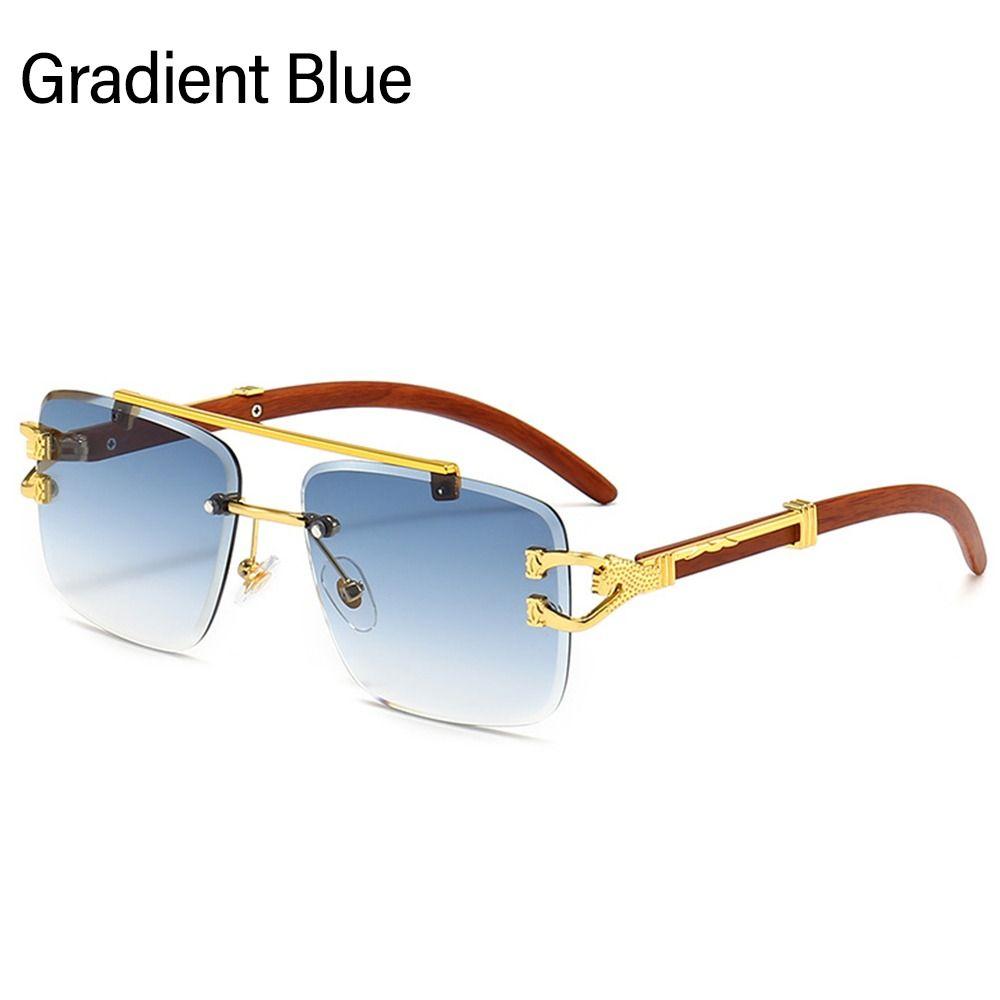 Винтажные солнцезащитные очки без оправы квадратной формы для мужчин и женщин с защитой от УФ-лучей, солнцезащитные очки с головой гепарда, очки