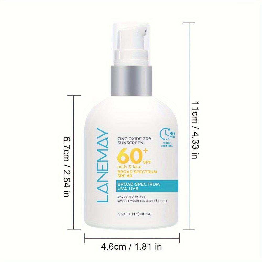 SPF60+ Daily Sun Protection Broad Spectrum - Hydroxy Acid and Vitamin E, Fast Absorption, Waterproof and Sweat-proof, Sunscreen, Suitable for The Body