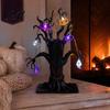 Durable Hard Plastic Tree Decor Halloween Lighted Ghost Centerpiece with LED Lights Pumpkin Bat Indoor Horror Atmosphere Props Spider Light