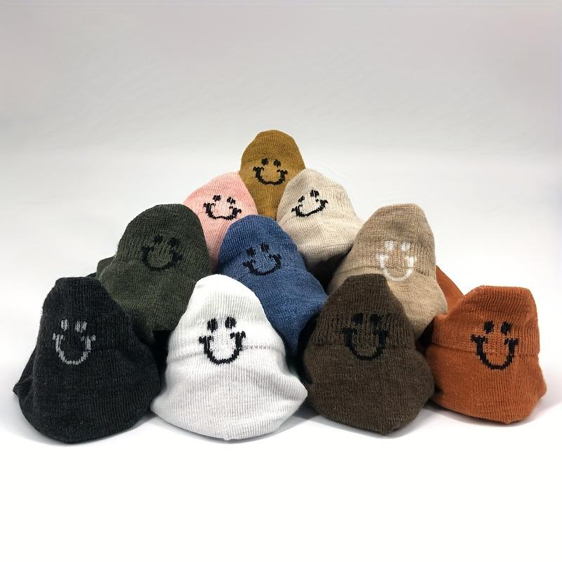 Милые женские носки до щиколотки с вышитыми смайликами, низкие носки-лоферы в японском стиле