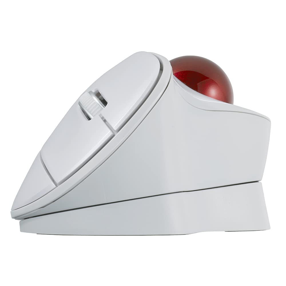 Nakabayashi Digio2 Trackball Mouse, Adjustable Angle, 5 Buttons, Optical, White