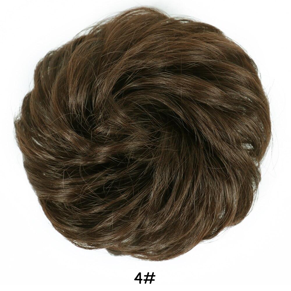 MISS WIG Women Messy Chignon Donut Hair Bun Fake Hair Elastic Chignon Synthetic Fiber Hairpiece Gray Black Brown Color