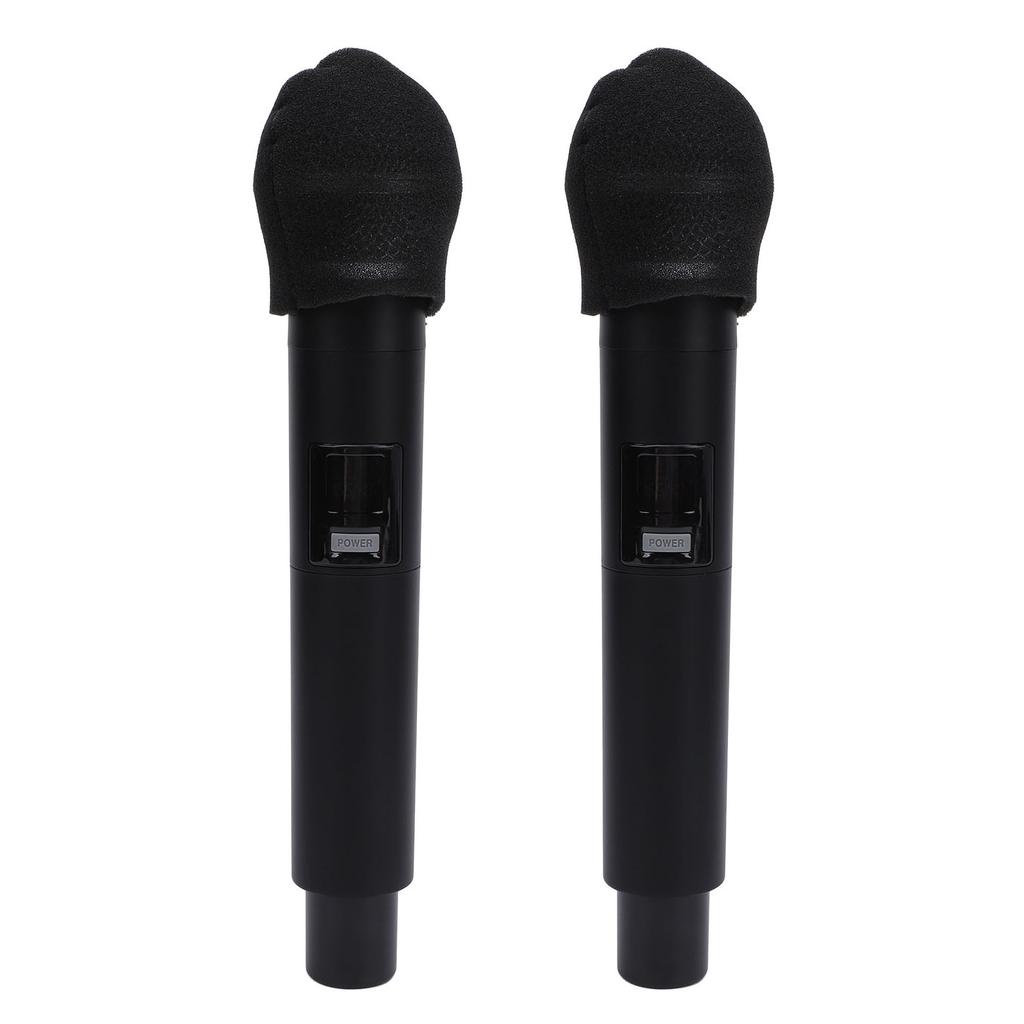 2шт беспроводной микрофон металлический шумоподавляющий ручной динамический микрофон набор с кристальными крышками и приемником
