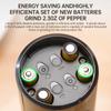 Электрическая мельница для соли и перца с подставкой для хранения, многоразовая мельница для специй, работающая от батареек, 5 уровней, регулируемая мельница для перца