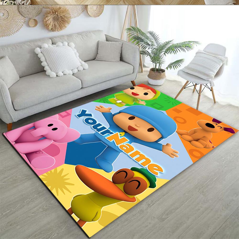Pocoyo Customized Name Floor Rug Office Rug Perfect for Dining Room Study room Living Rooms Bedrooms Antislip Carpet Anime Office Decor