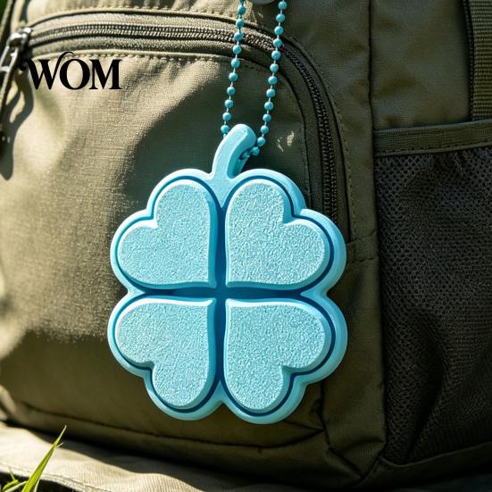 Clover Bag Pendant Four-Leaf Clicker Keychain, 3D Printed Leaf Push Toy with Ball Chain Chain, Stress Relief Finger Toy, Decorative Accessory