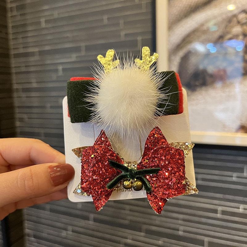 Милые рождественские заколки-банты для девочек - Нарядные боковые заколки и аксессуары для челки