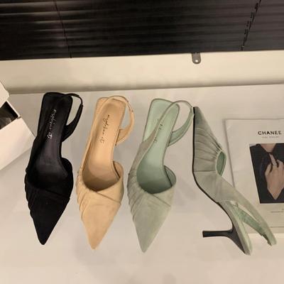 Французские туфли на шпильке, зеленые босоножки с заостренным носком, туфли-лодочки 2025 года, темпераментные туфли для светских львиц с заостренным носком