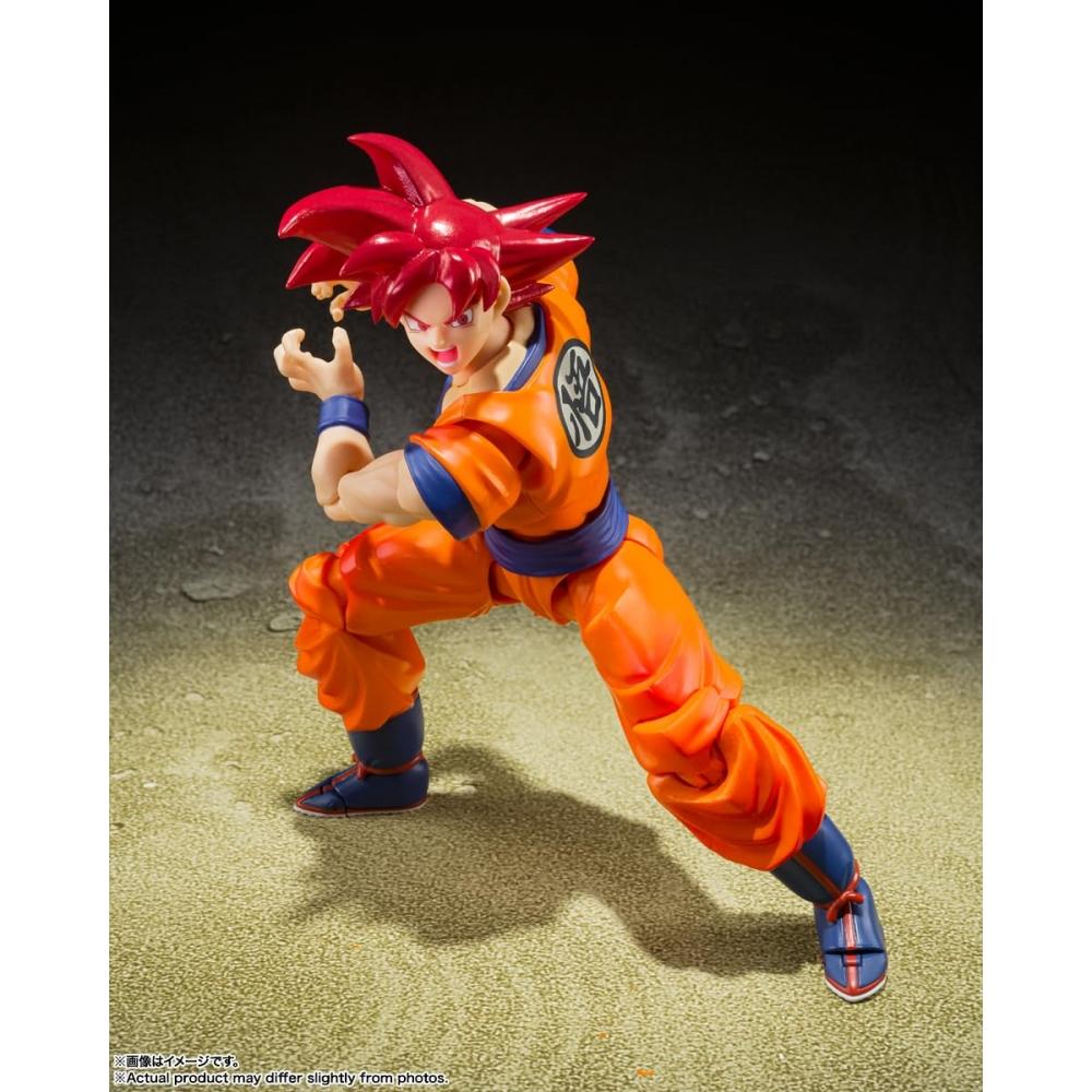 SHFiguarts Dragon Ball Super Super Saiyan God Son Goku - Бог Сайян, представленный вам праведным сердцем - Приблизительно 140 мм, окрашенный ПВХ и АБС
