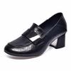 Fashion Genuine Leather Women Office Shoes High-heeled Women Dress Shoes Size 34-41 Handmade Soft Sole Thick Heel Cowhide Women Shoes