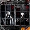 2-Piece Halloween Zombie Ghost Decor Bloody Window Scary Backdrop Outdoor Horror Hanging Cloth Spooky Party Supplies