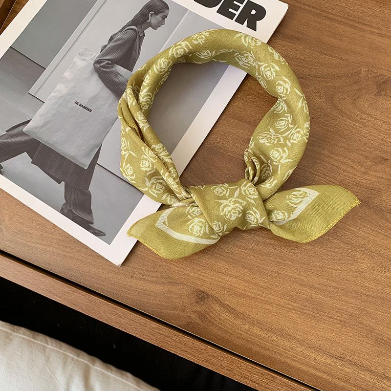 Silk Scarf Neck Small Square Scarf Spring and Summer New High-end Silk Scarf Bag Strap Headscarf Headband Waist Belt Streamer