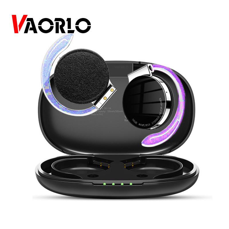 VAORLO Спортивные наушники TWS, светящиеся наушники-крючки, IPX5, водонепроницаемые, ENC, стереогарнитура с шумоподавлением, Bluetooth 5,2, безболезненное ношение