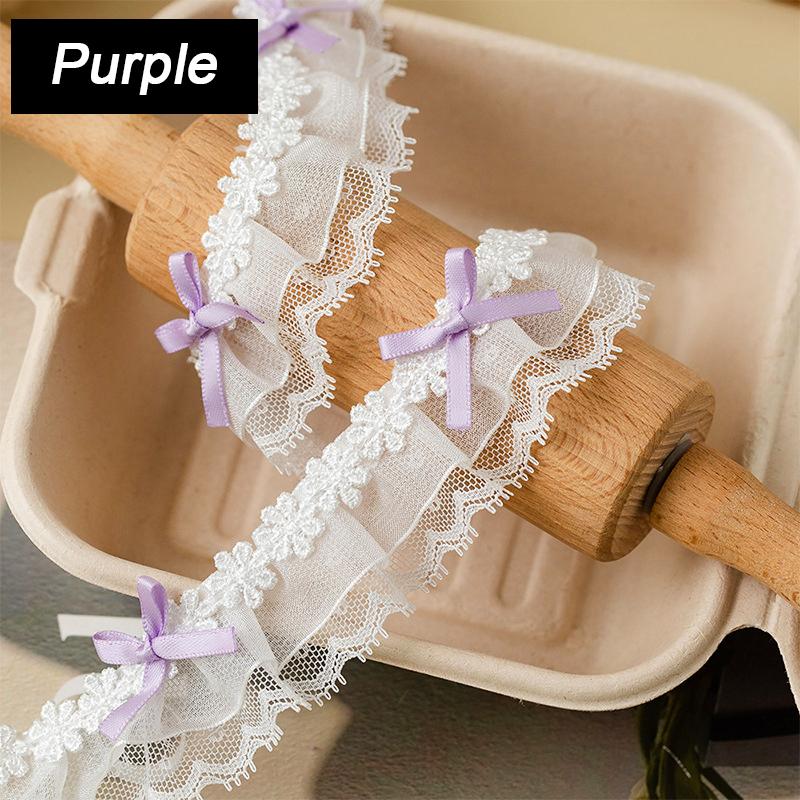 1 ярд Кружевные края Ручная работа Двухслойное кружево Аксессуары для одежды Кружево с бантом-бабочкой Милая DIY Лента Отделка Лента 3,8 см шириной