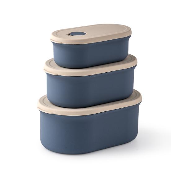 3 шт. силиконовый ланч-бокс с крышками, герметичный бенто-бокс, многоразовые контейнеры для хранения продуктов, штабелируемые контейнеры для приготовления пищи для пикника на открытом воздухе