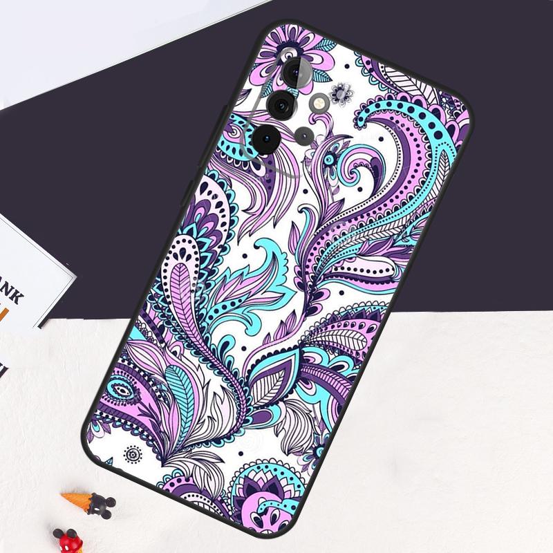 Индийский Цветочный Хна Мандала Чехол Для Samsung Galaxy A05 A06 A26 A16 A56 A36 A22 A32 A52 A54 A34 A14 A55 A15 A53 A33 A35