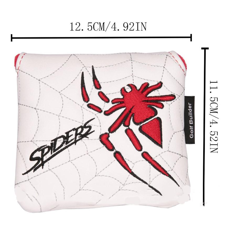 White Magnetic Spider Embroidery Golf Club Square Mallet Putter Head Cover 1Pcs
