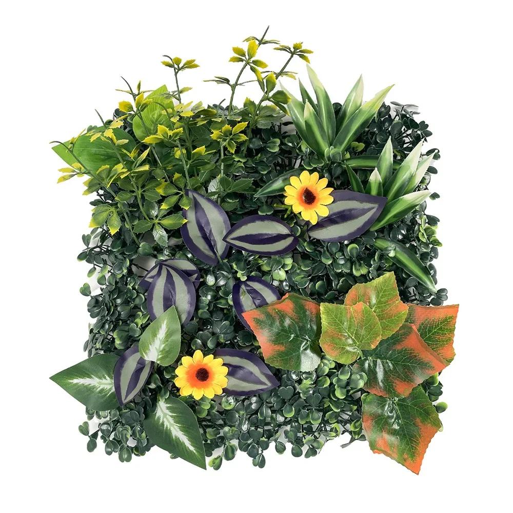 DIY Artificial Plant Wall Panel UV Protection Sunflower Simulation Maple Plant Sheet Durable Green Artificial Eucalyptus Carpet