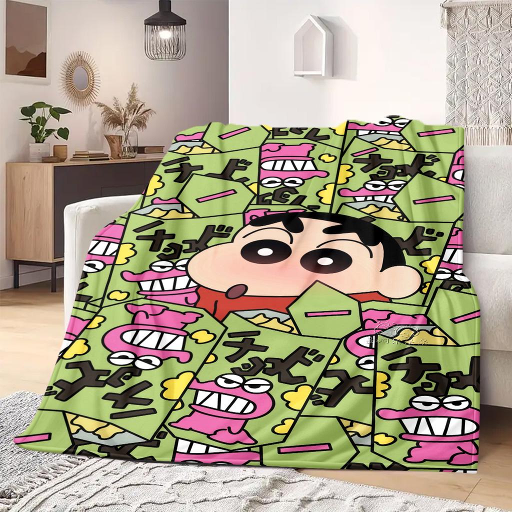Shinchan Anime Print Blanket Warm Comfortable Flannel Blanket Suitable for Bedrooms, Sofas, Beds, Chairs, Picnics, Travel